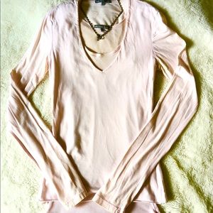 James Perse LA Stretch V-Neck Pink Cleavage Top